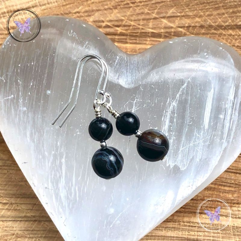 Black Sardonyx Silver Earrings